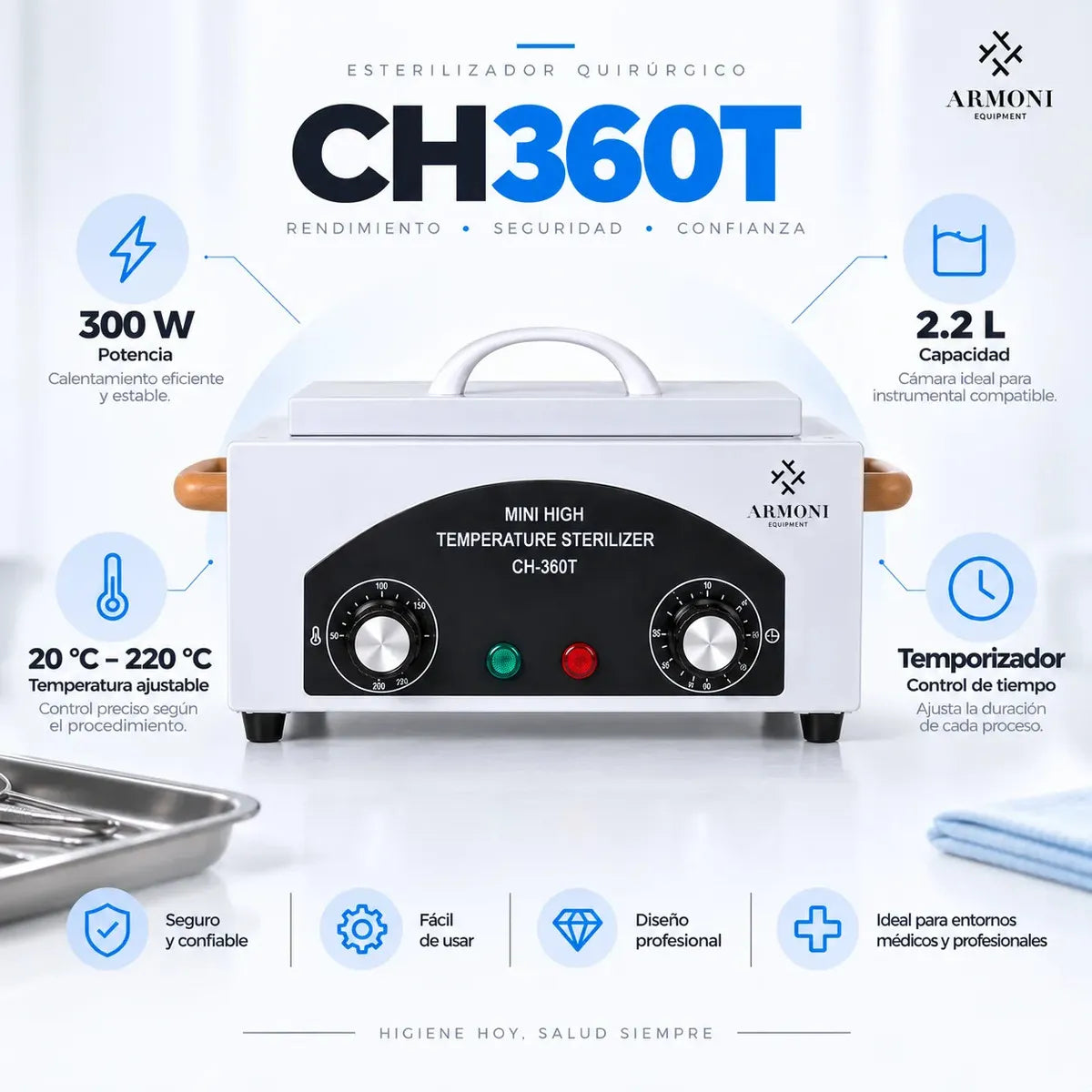 Esterilizador Quirurgico Armoni CH360T Calor 300w 2.2l ...