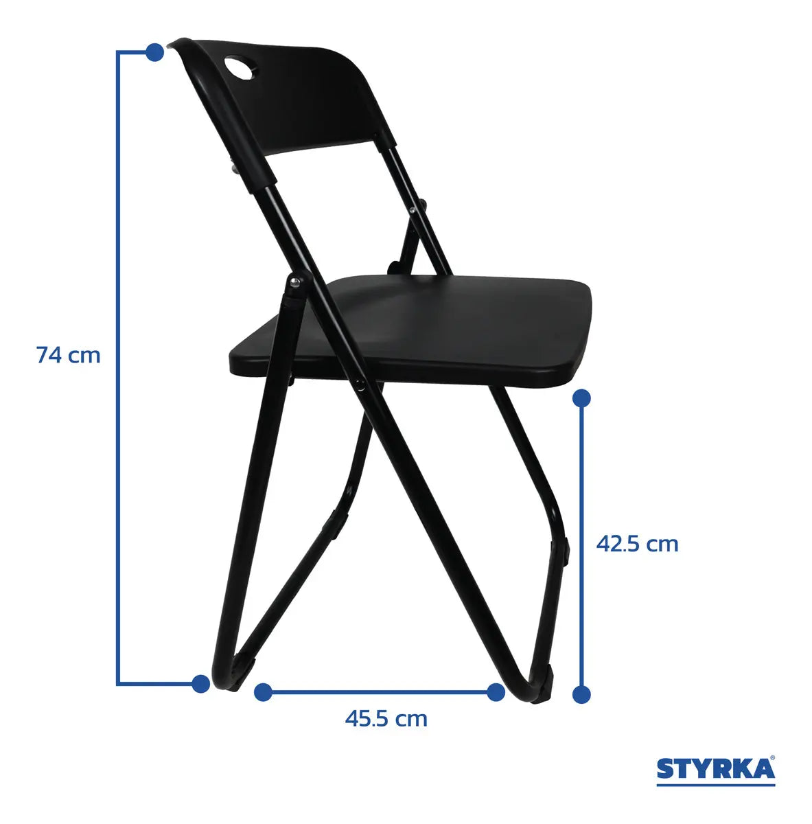 Set De 4 Sillas Plegables Reforzadas Negras Styrka Negro Sipl04